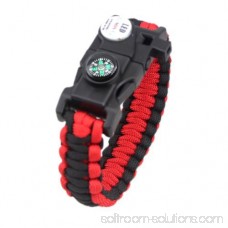LED Light Outdoor Survival Camo Paracord Bracelet Flint Fire Starter Compass NEW (Black)